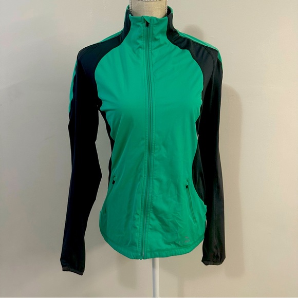 LL Bean Jacket Medium Green Performance Stretch Full Zip 286686 Wicking - Picture 2 of 8